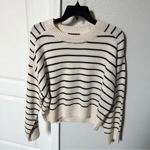 T Tahari Cream and Black Striped Sweater